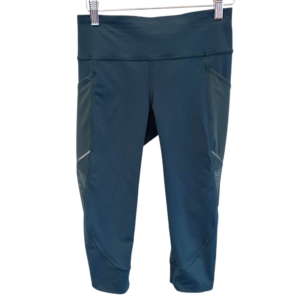 Lululemon Pace Rival Crop 22" Luxtreme Mesh Pocket Leggings | Deep Teal | Size 6